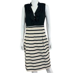 White House Black Market Black Striped Midi Dress Size M B0583